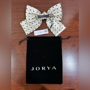 NWT Jorya black and white polka dot hair bow